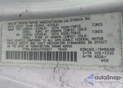 2004 Toyota Tacoma from USA, damaged, VIN 5TENL42NX4Z328917